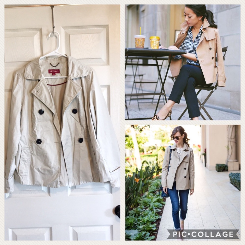 Merona short trench coat cream/tan size small - Picture 4 of 4